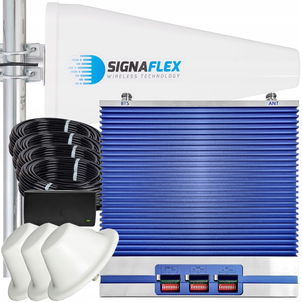 Zosilňovač Signálu Telefónu Internetu Egsm 3G 4G Lte 5000 m2 4 Antény 10 m