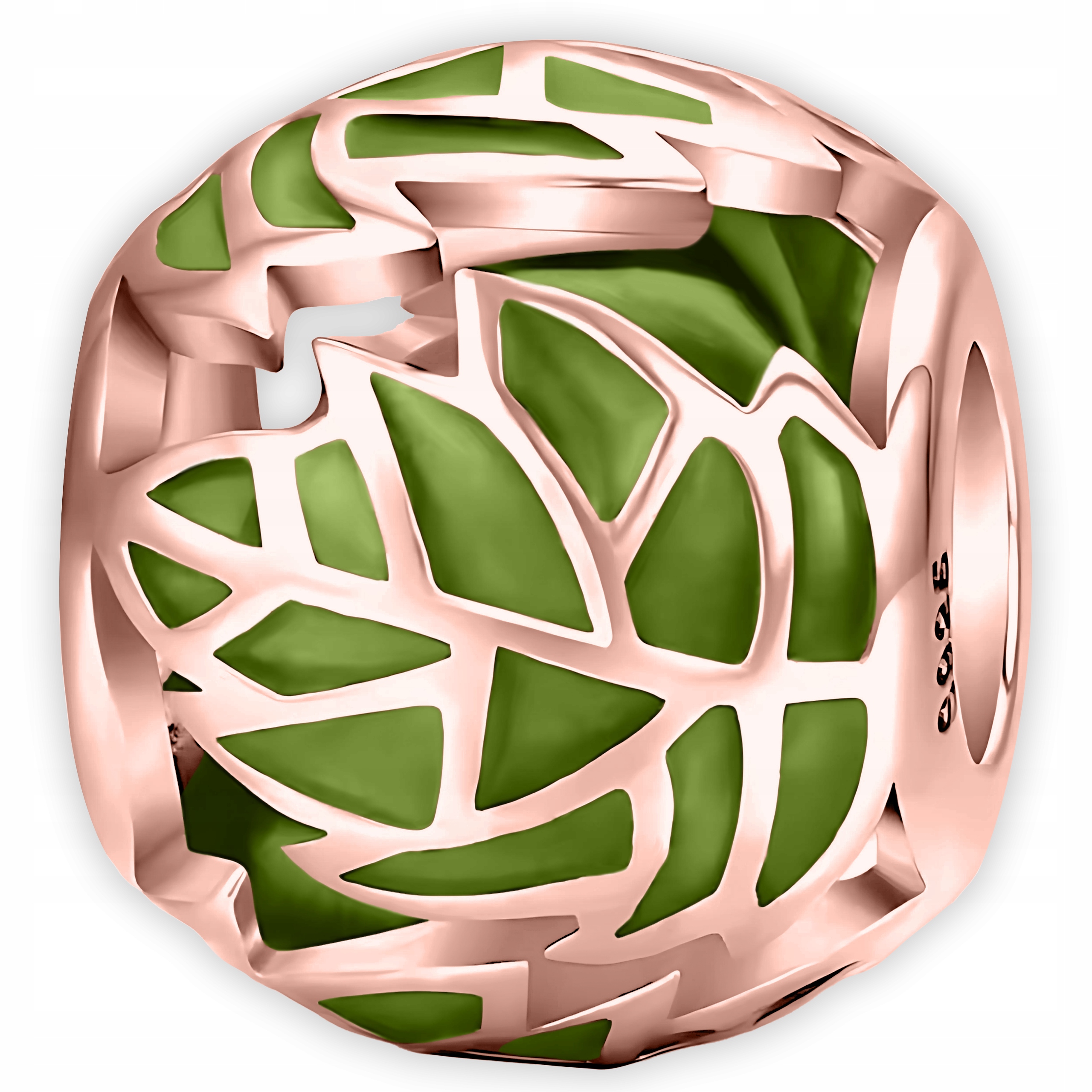 Charms Růžové zelené listy Monstery Pozlacené 750 Listy listů Stříbro 925