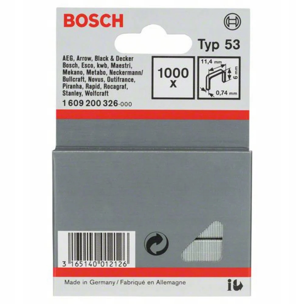 BOSCH ZSZYWKI TYP 53 6 mm ORGINALNE 1000 szt.