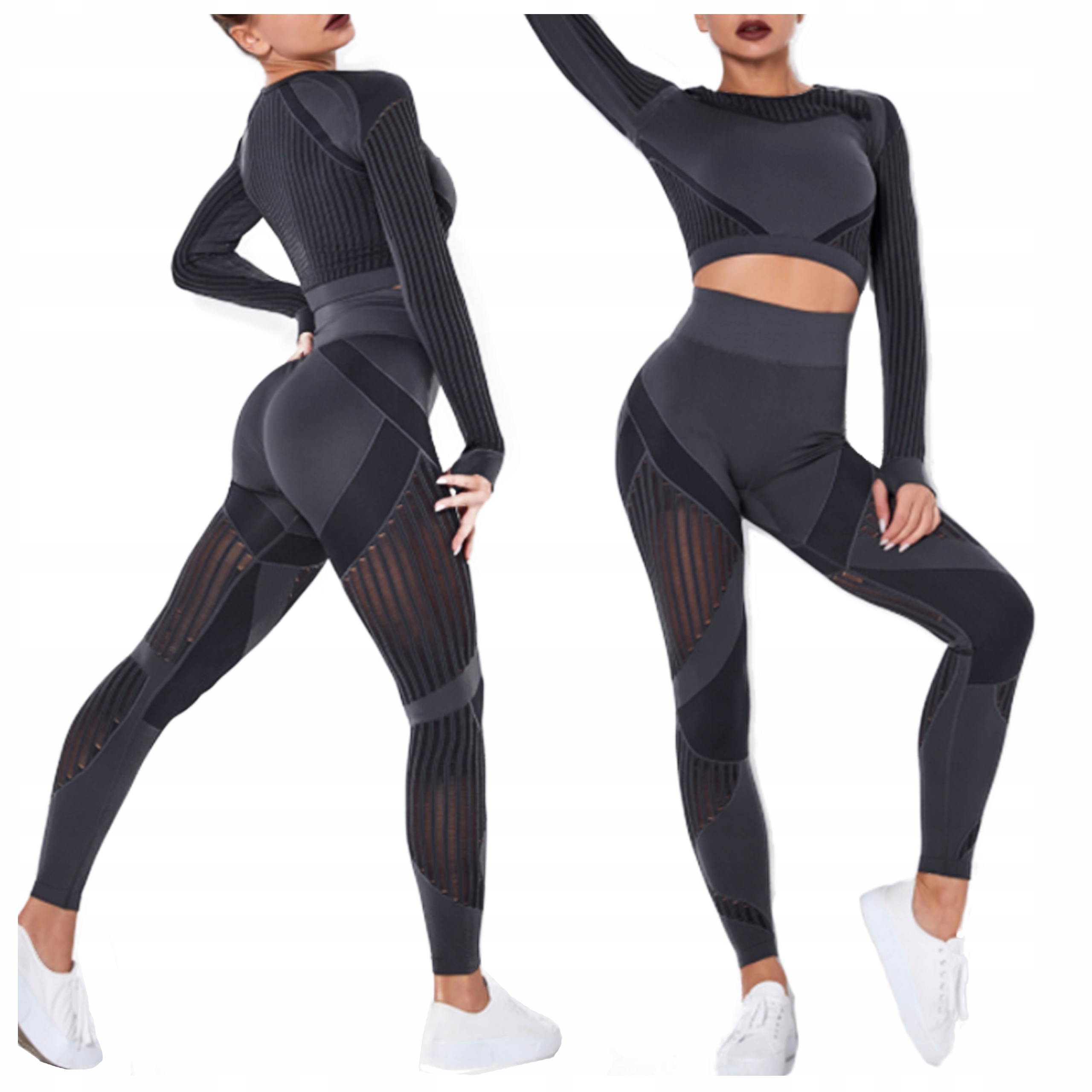 

Komplet Sportowy top legginsy bezszwowe siłownia L