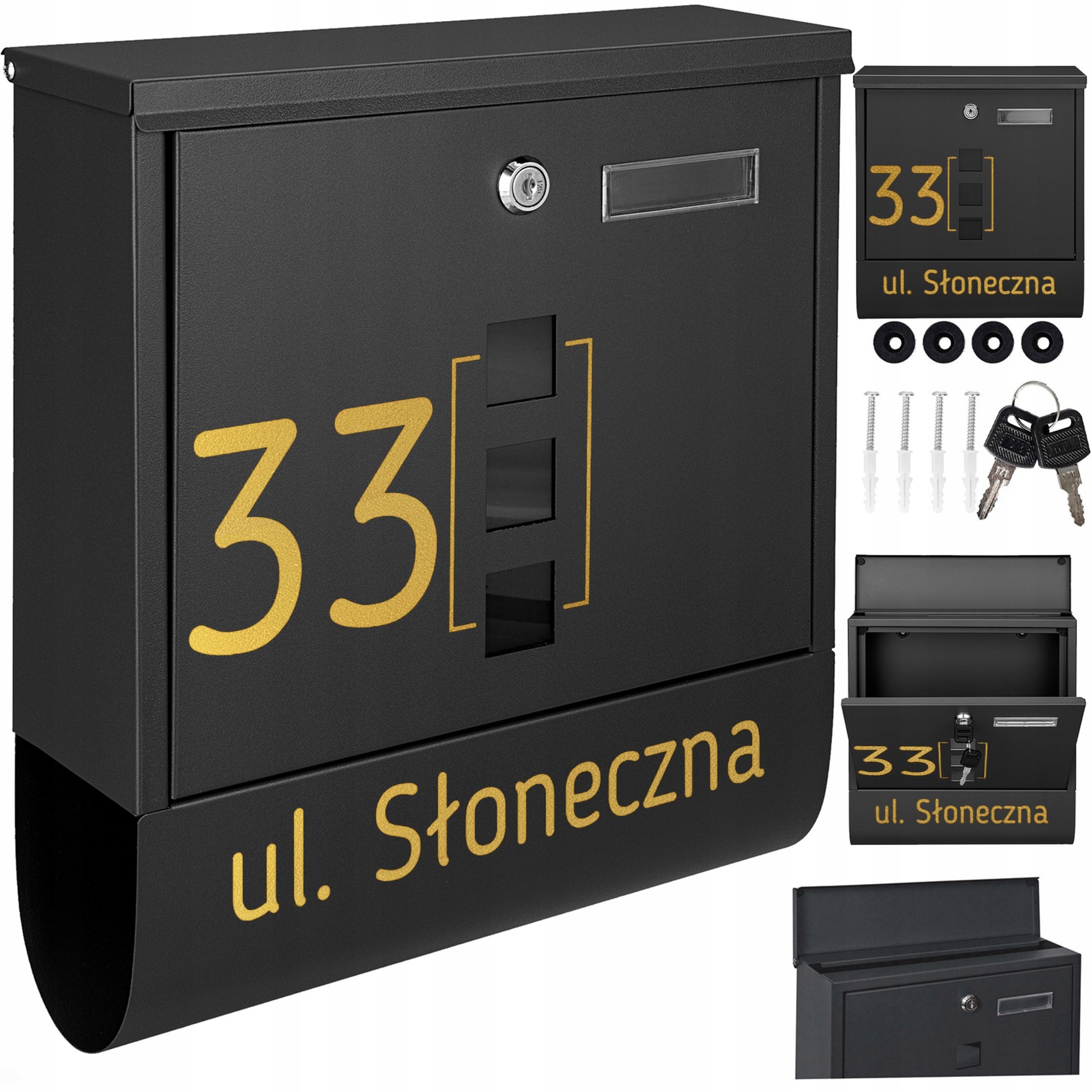 Černá Schránka Na Novinové Dopisy Zlatý Vzor