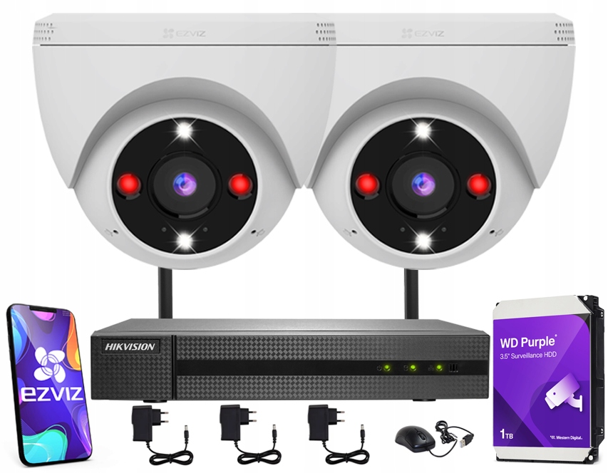 WiFi monitorování domů Komplet 2 kamer 3Mpx Nahrávač Disk 1TB Aplikace