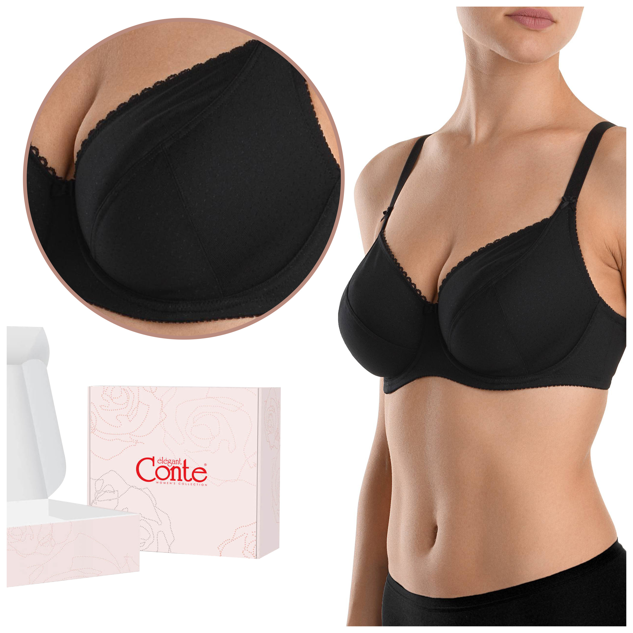 Biustonosz Miękki podtrzymujący korygujący Soft Conte RB6022 czarny 90H