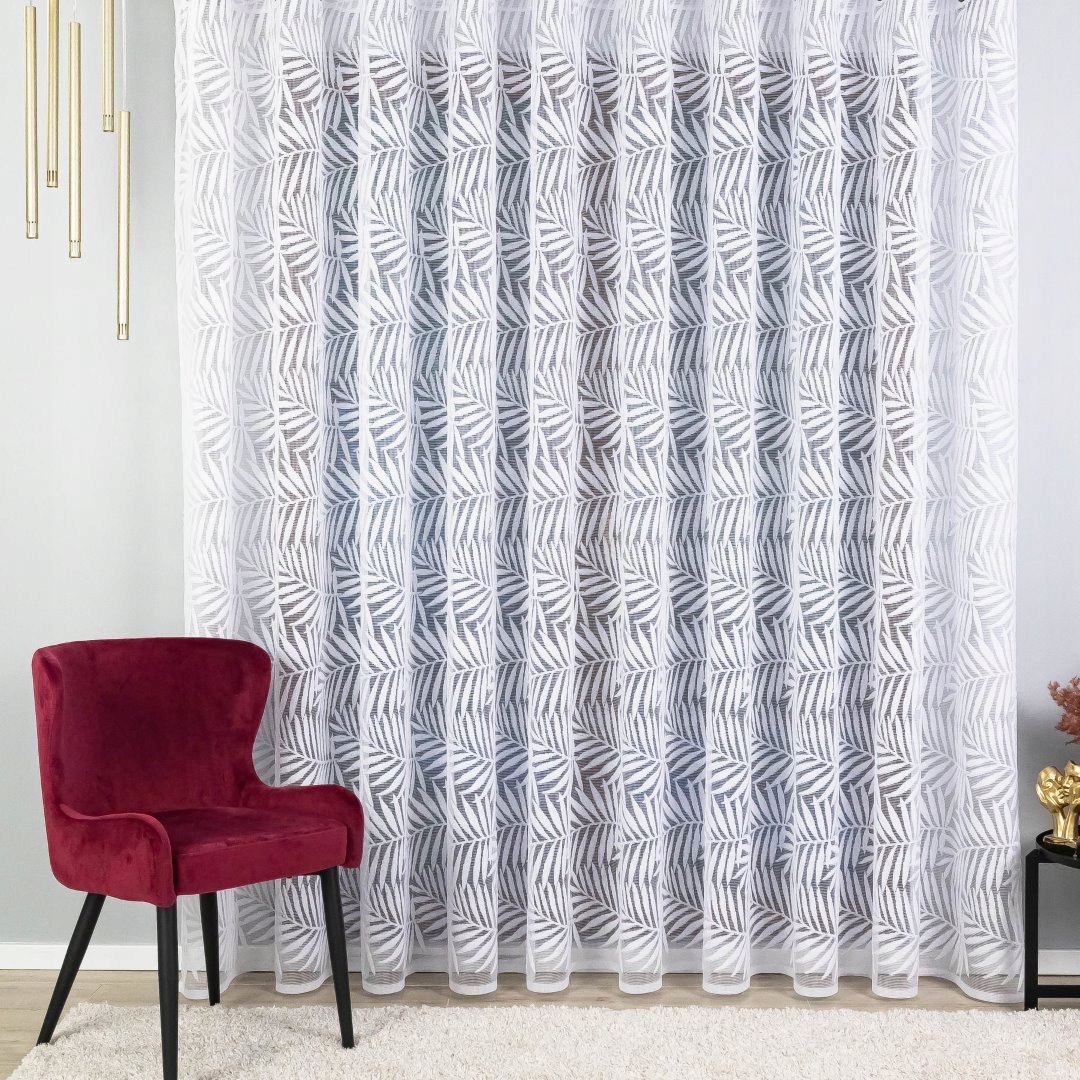 Hustá Hotová Záclona S Páskou, Dlouhá Bambusové Listy 250x240