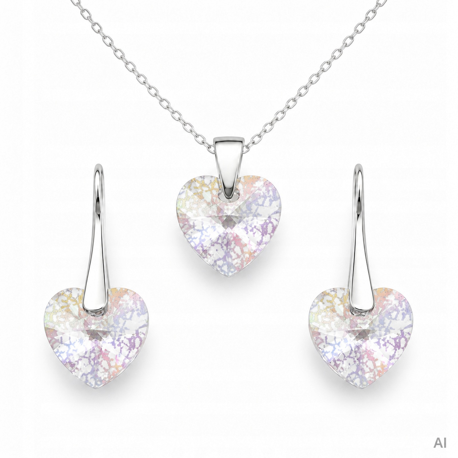 Komplet s krystaly Swarovski Srdce 10 mm Náušnice Přívěsek Řetízek Wpat