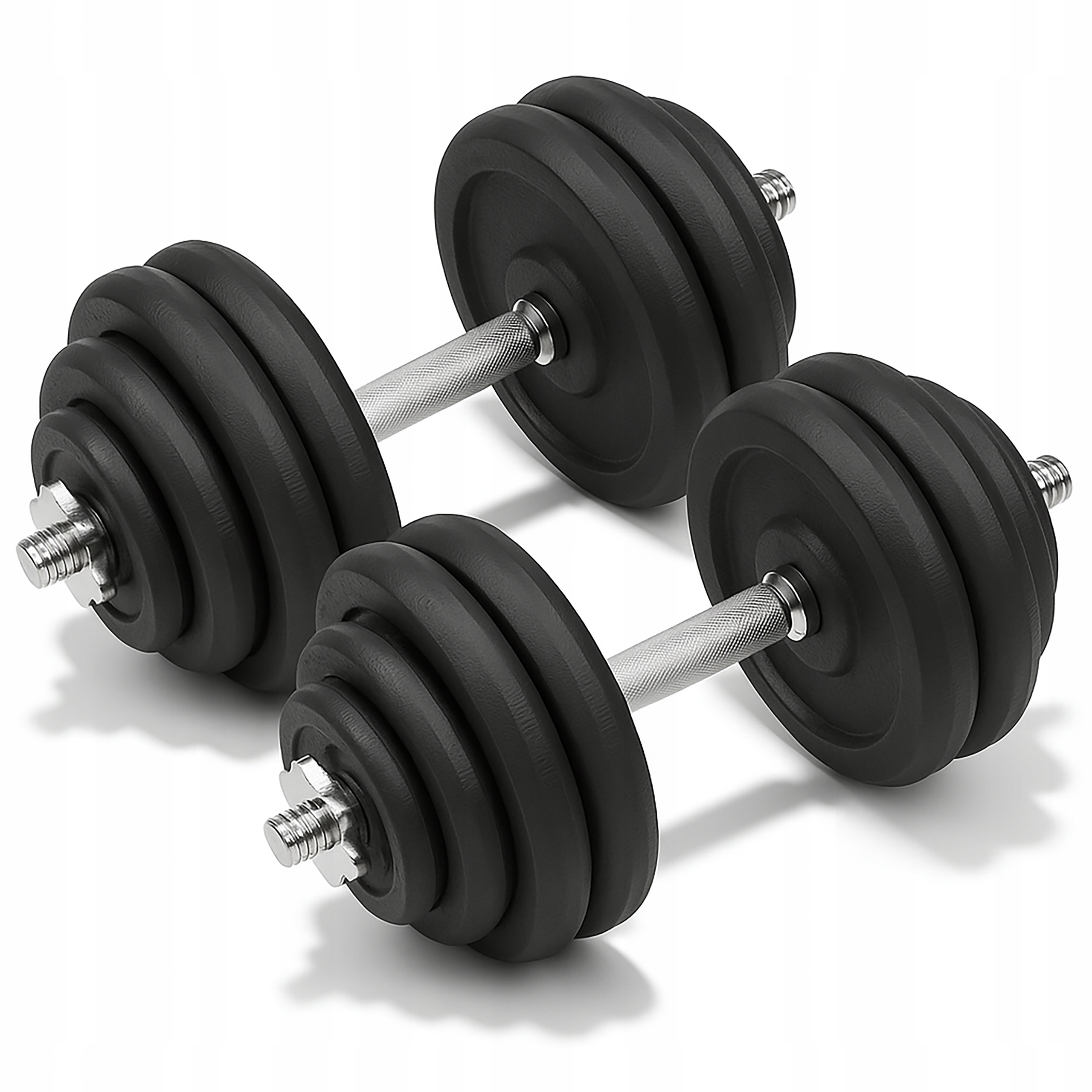 Hantle Żeliwne 2x30 kg gryf Talerze zestaw 60kg