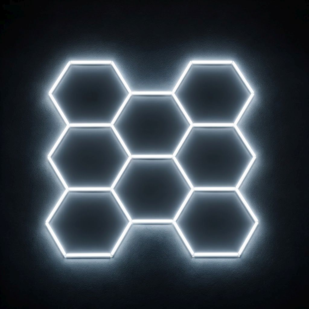 Černá Led lampa do myčky a garáže HEX8 245W 229x237 cm 6500K, výkonná