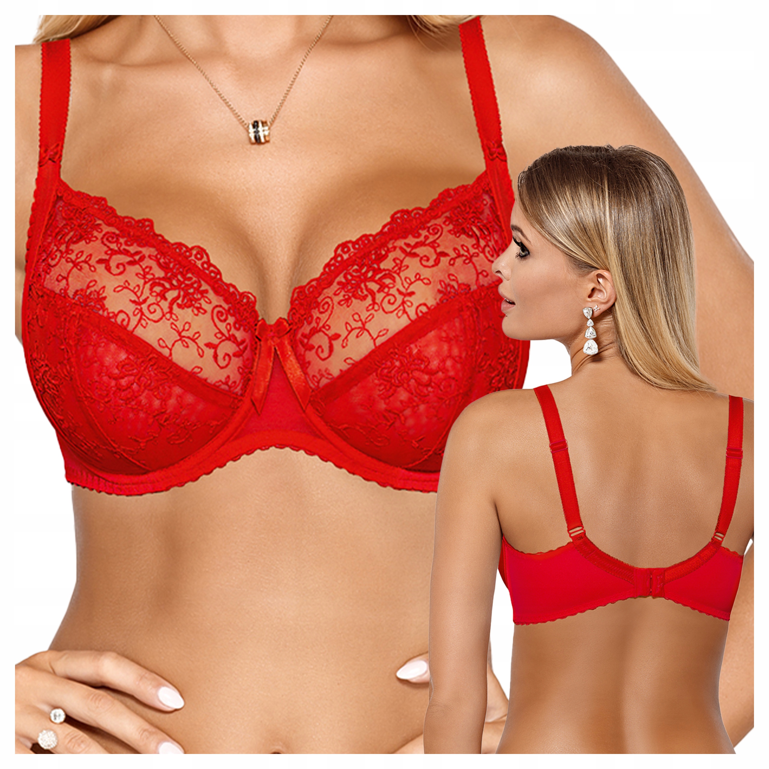 Krajková podprsenka Soft pro velký poprsí Cynthia Červená 90G