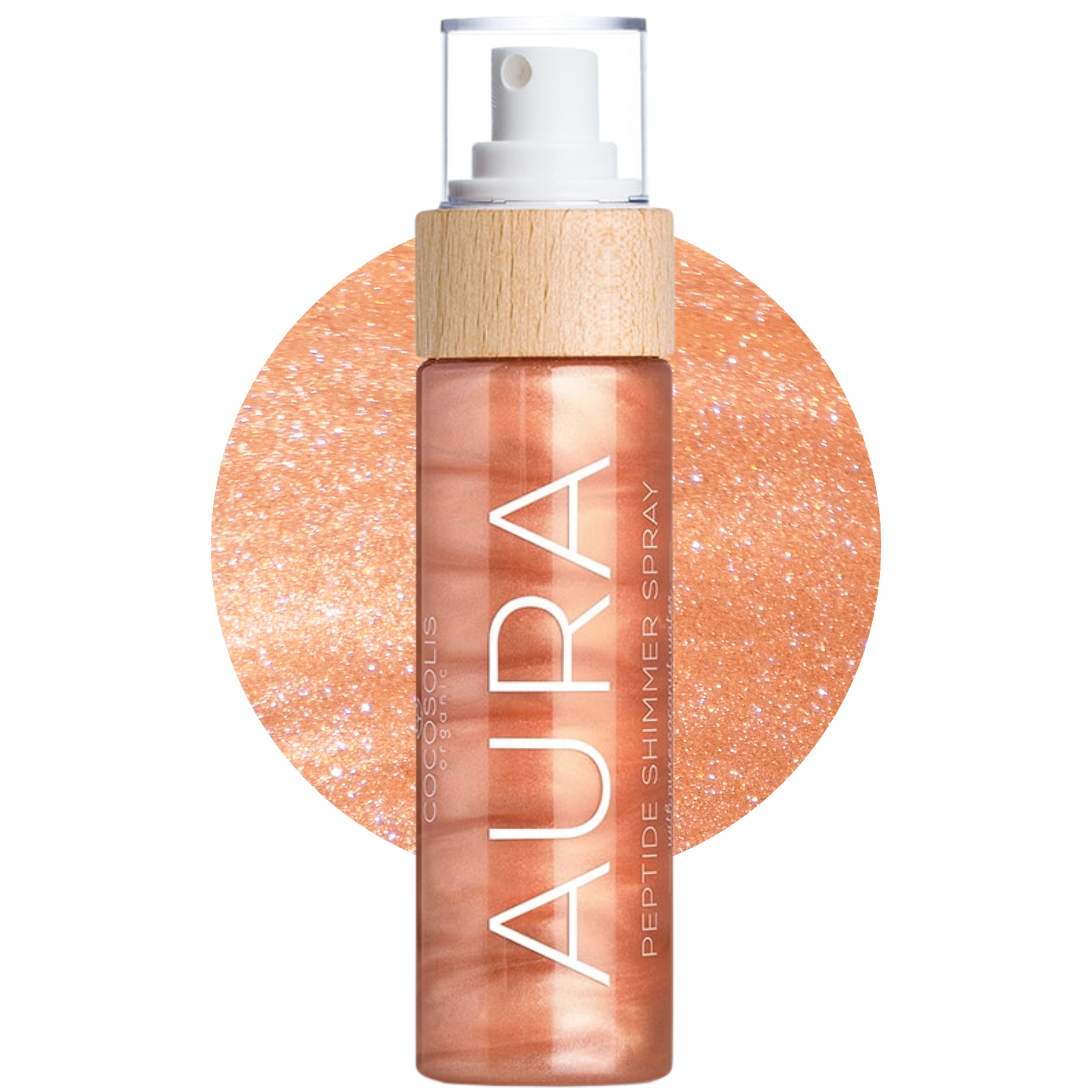 Hydratační sprej se třpytkami Cocosolis Aura Peptide Shimmer Spray 100 ml