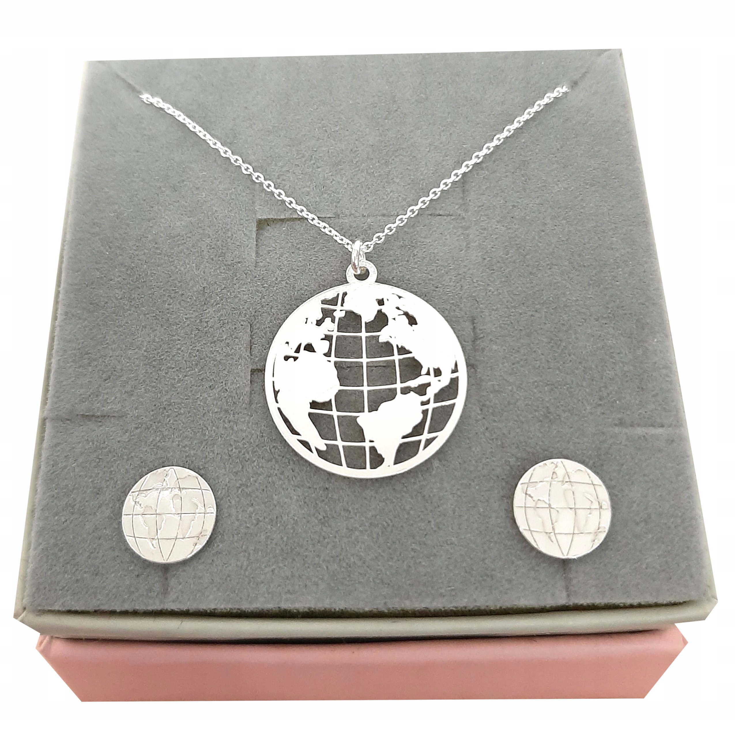 Stříbrný komplet globus zeměkoule Stříbro 925
