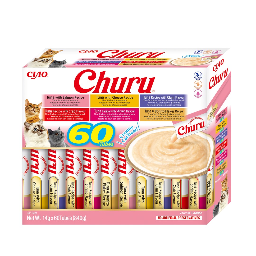 Inaba Cat Churu Varieties tuňák – pamlsek pro kočky 60 x 14 g