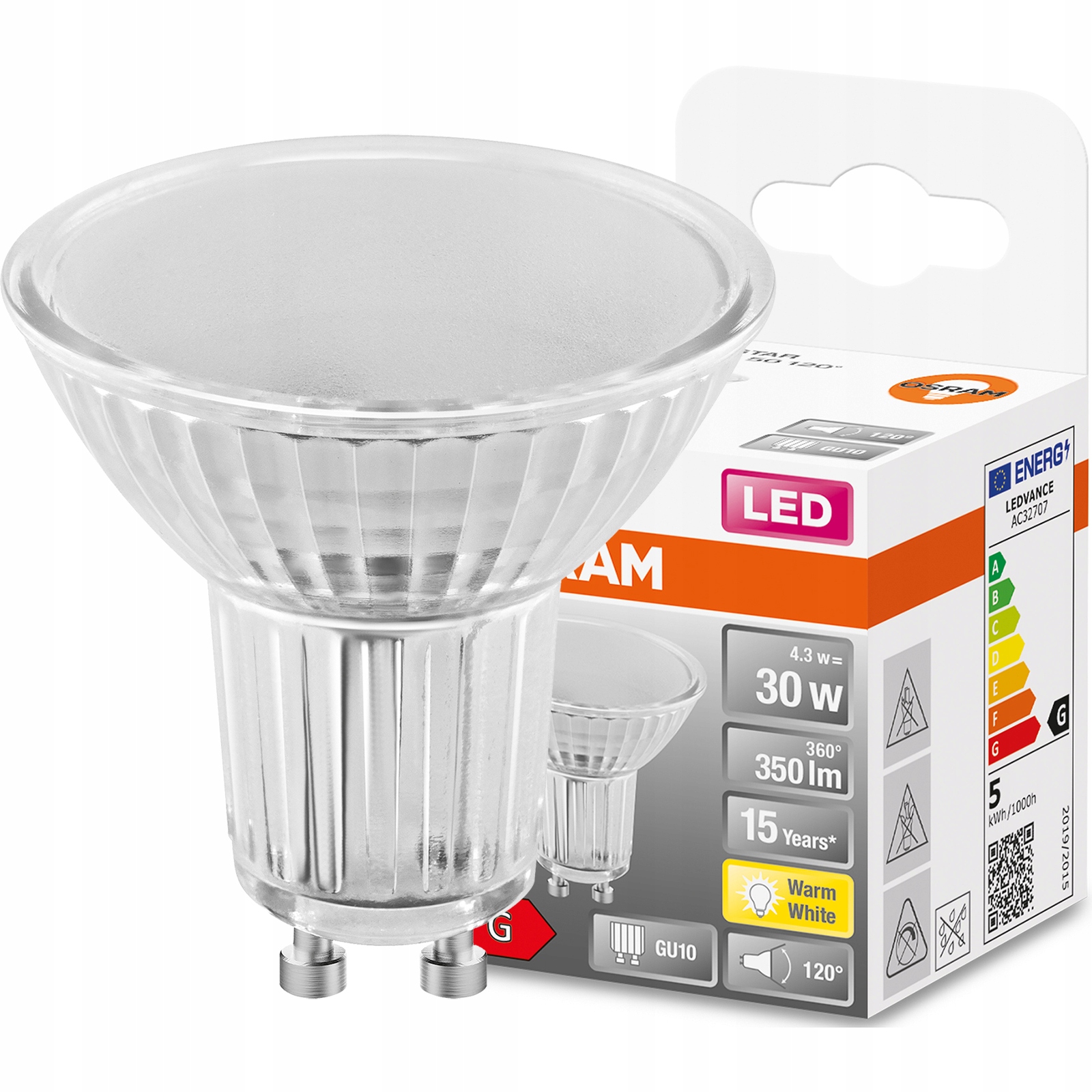 

Żarówka Led GU10 4,3W 50W 350lm 2700K 120° Osram