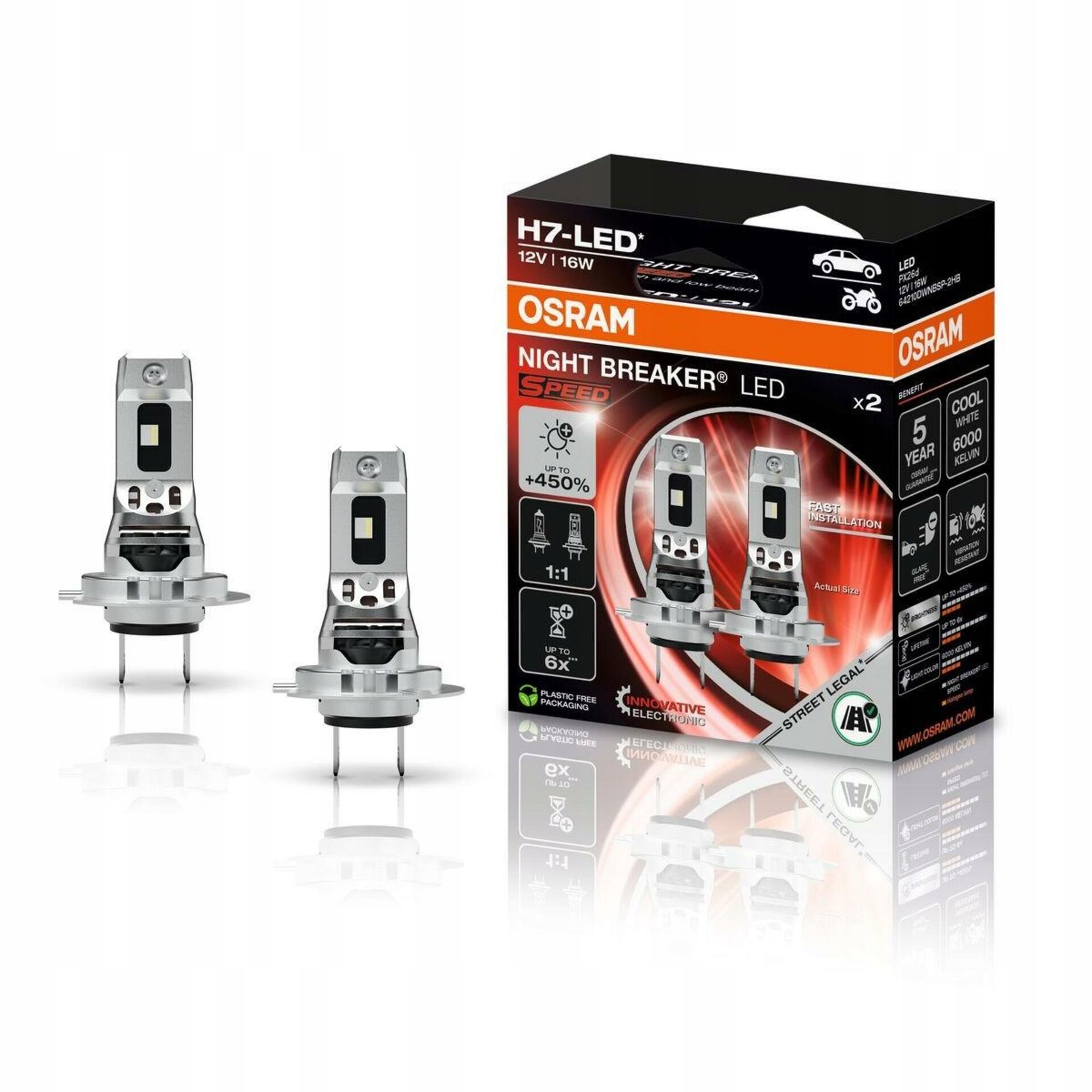 Osram H7 Night Breaker Led Speed 450 homologácia 2ks 64210DWNBSP-2HB