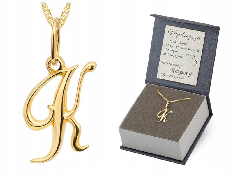 Zlatý Řetízek 585 Přívěsek Písmenko K 50 cm Gravírování