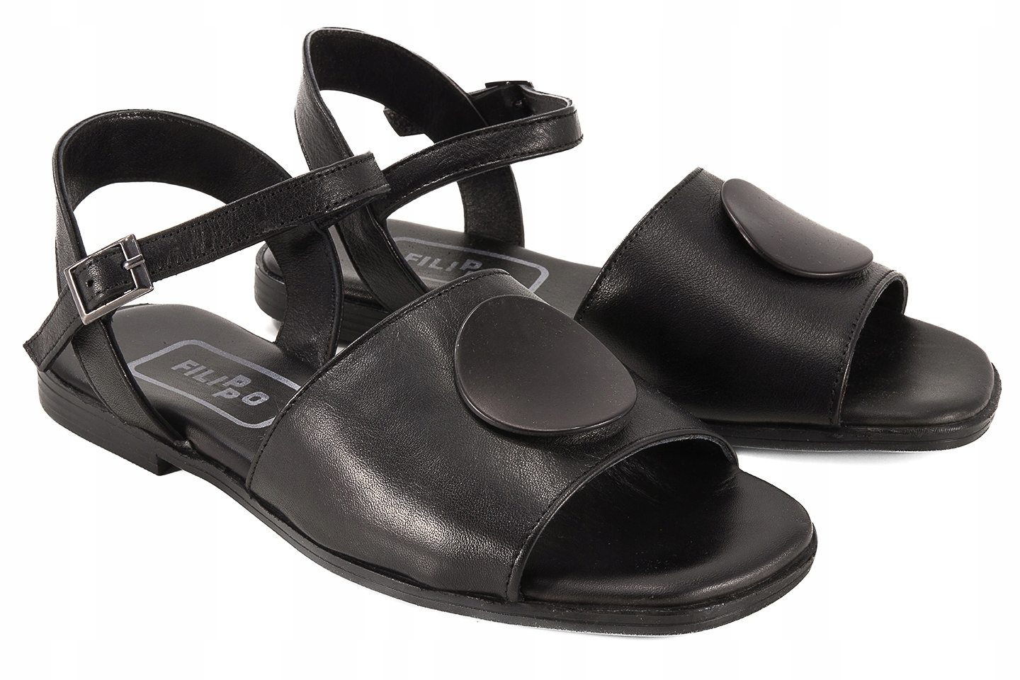 Filippo DK3900 Dámské Kožené Sandály Ploché černé 40 Černá