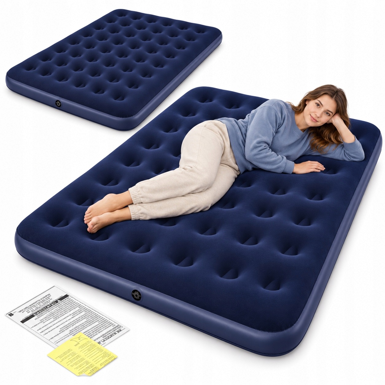 Matrace pro dvě osoby 203x152x22 cm na výlet a pod stan na kempování