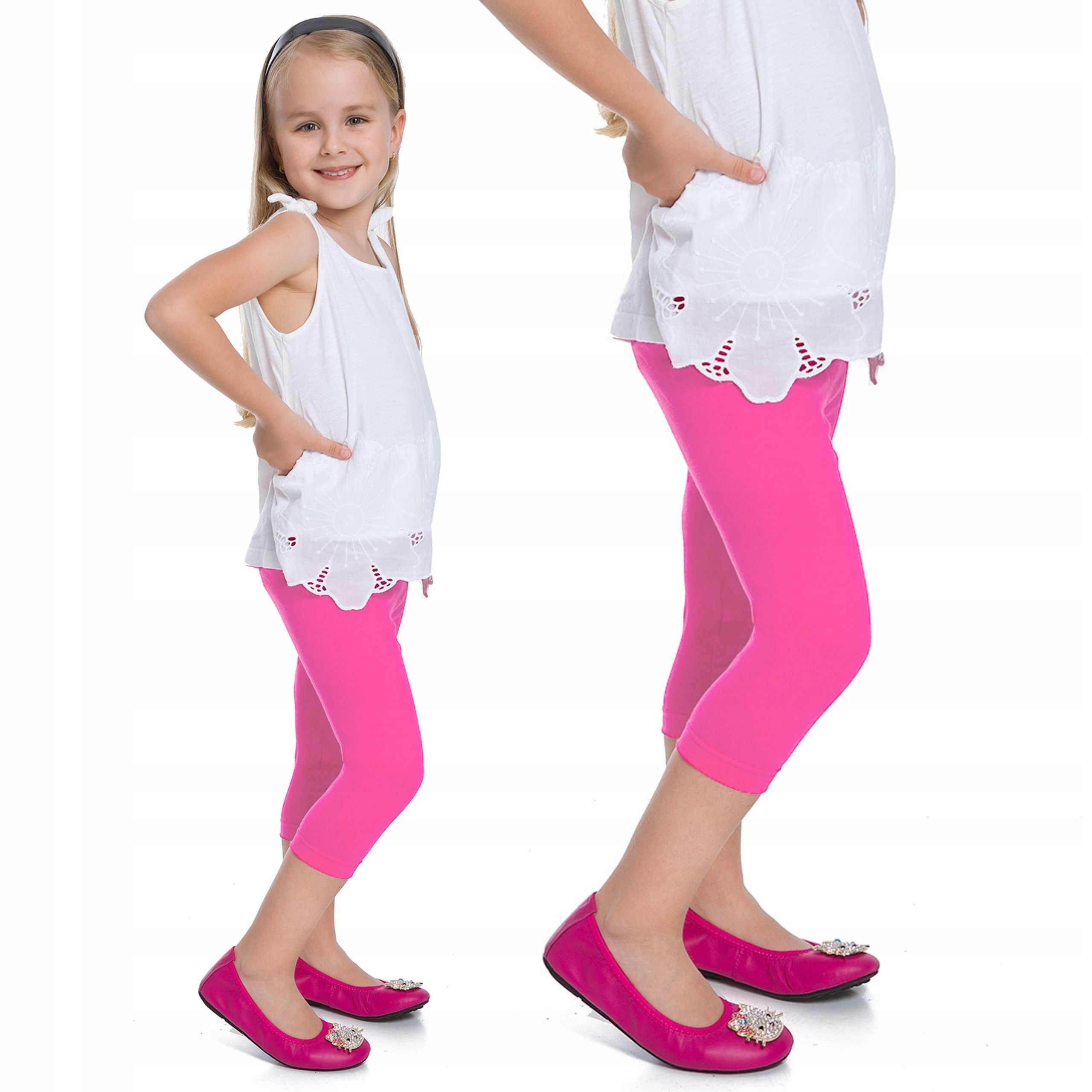 

Legginsy Dziecięce 3/4 Getry Rybaczki Jasny Róż