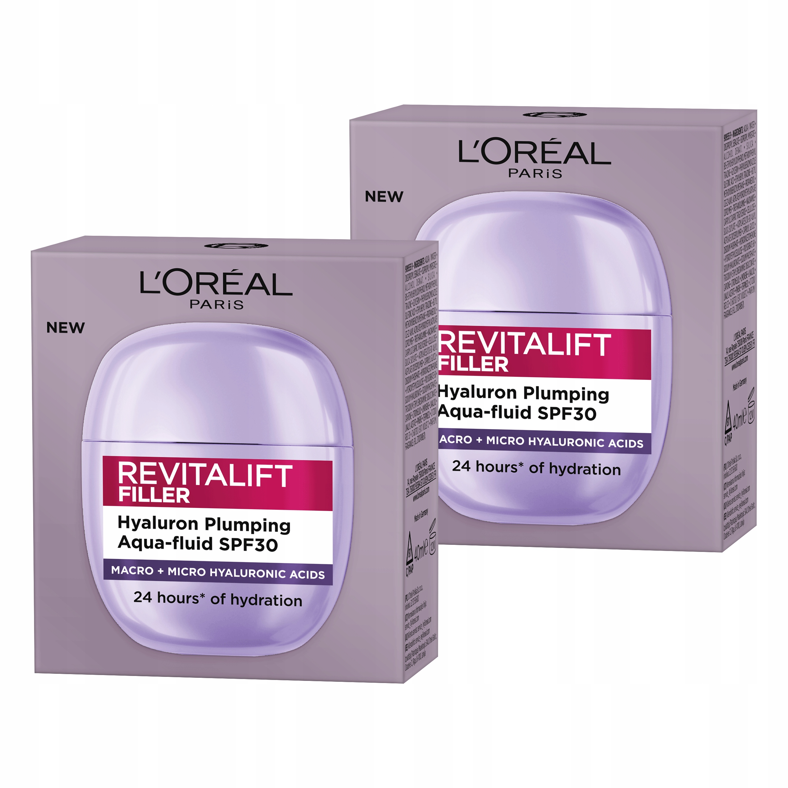Zestaw 2x L'Oréal Revitalift Filler Krem Nawilżający Skórę Aquafluid SPF30