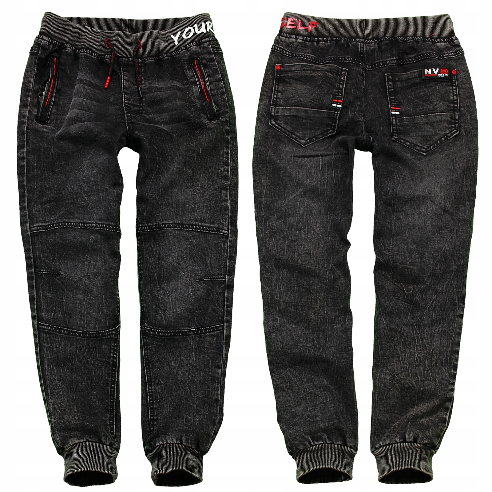 

Spodnie Joggery Jeans Biker Marmurek Zamki 134/140