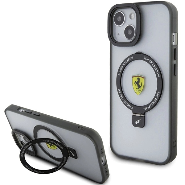 Etui Ferrari Ring Stand 2023 Collection MagSafe na iPhone 15 czarne