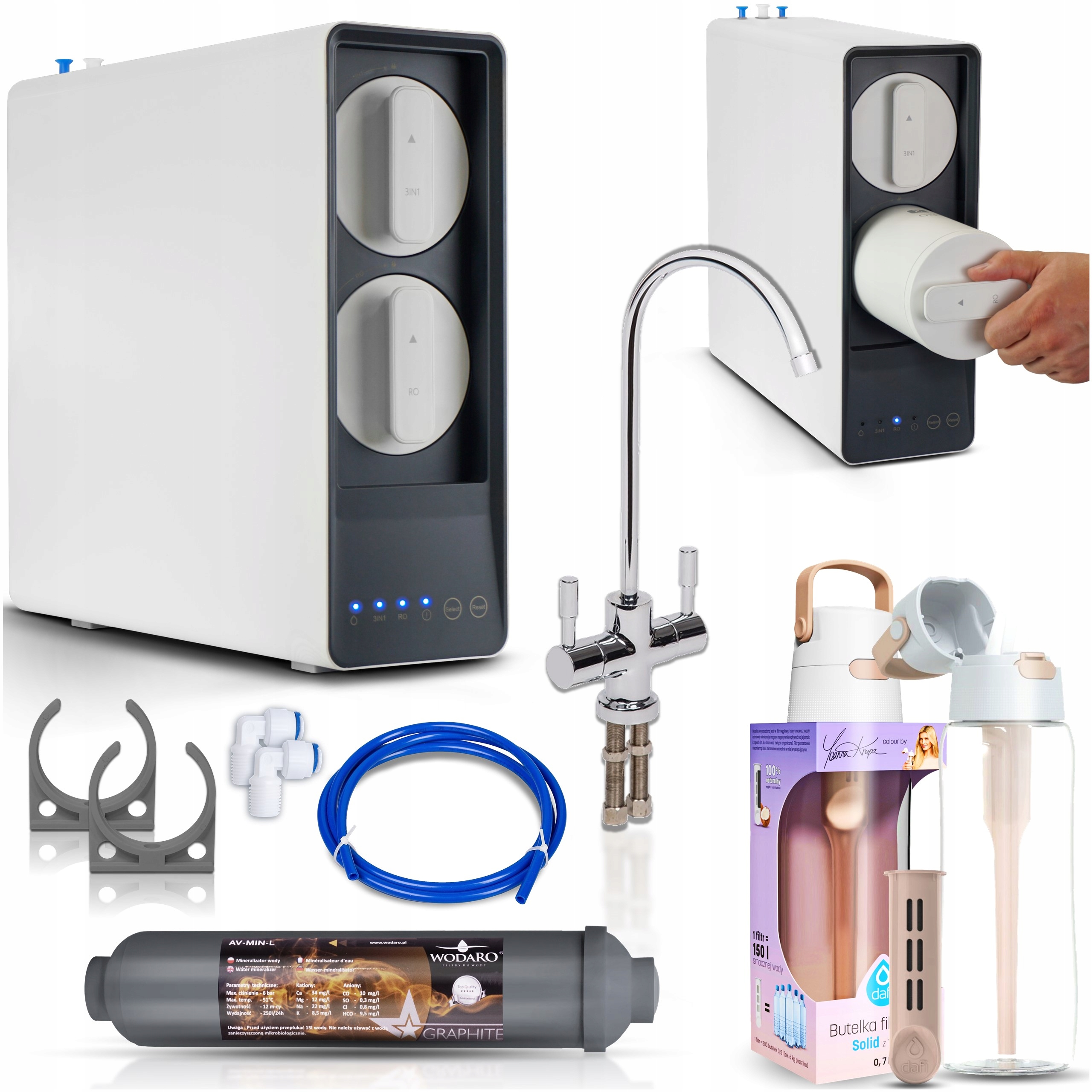 Filtr wody odwrócona osmoza RO600 Mini mineralizator butelka Dafi Solid