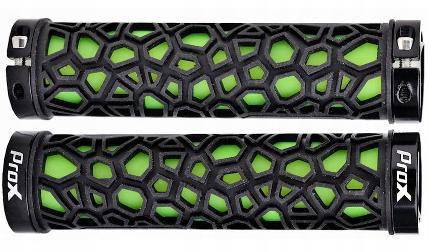 CHWYTY ROWEROWE PROX GP-53 ZIELONO CZARNE 130 MM SKRĘCANE GRIPY RĄCZKI