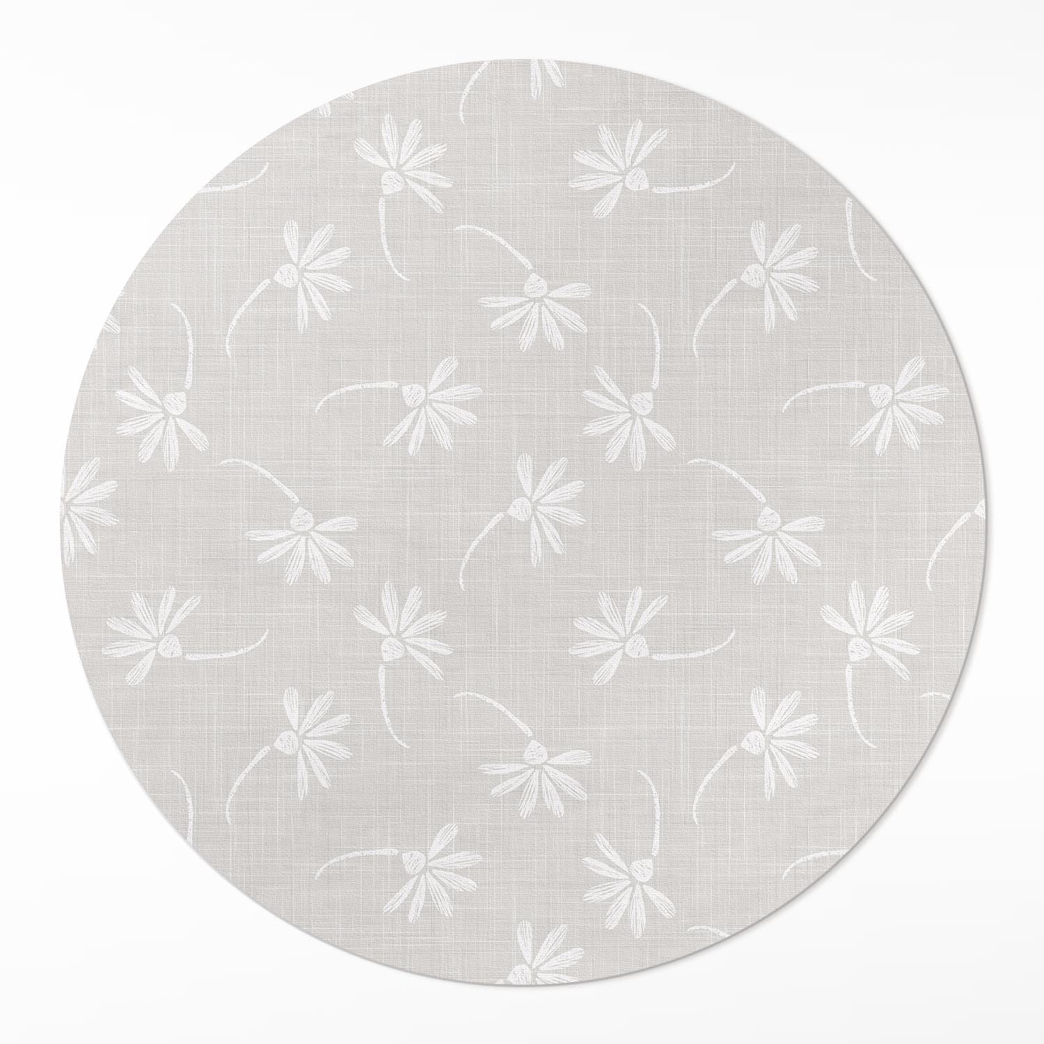 Okrúhly koberec Vinyl do domu Jemné boho sedmokrásky na tkanine ⌀ 140 cm