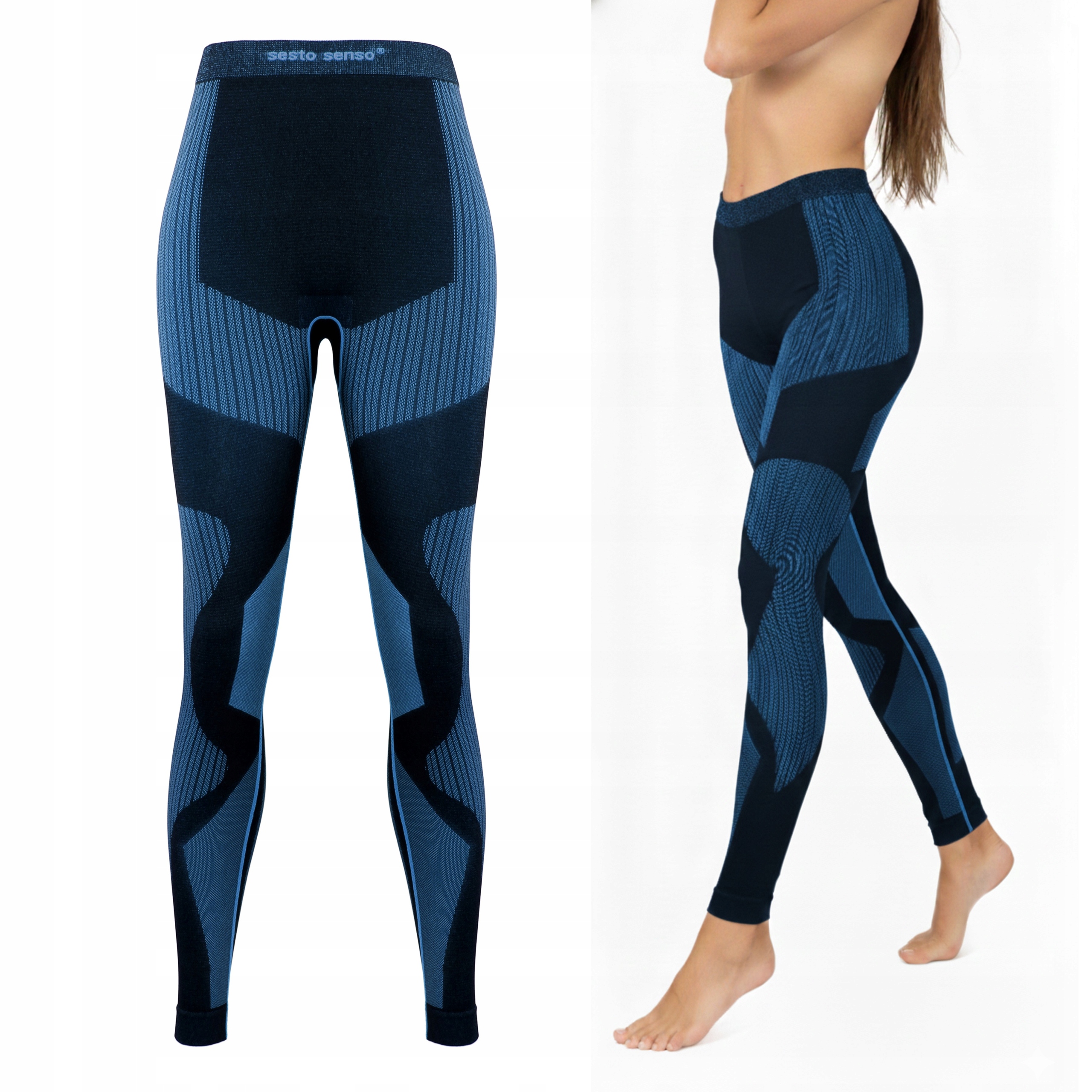 Sesto Senso Damskie leginsy termoaktywne XL Blue Haven