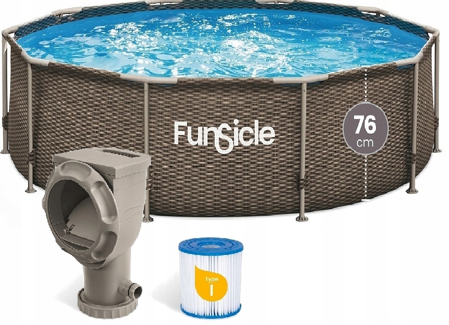 Záhradný Ratanový Bazén 305x76 cm Čerpadlo Skimmer Funsicle