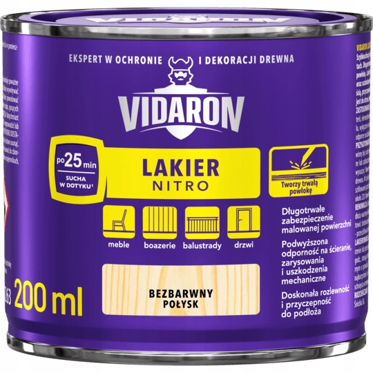 

Vidaron Lakier Do Drewna Bezbarwny Połysk 0,2L