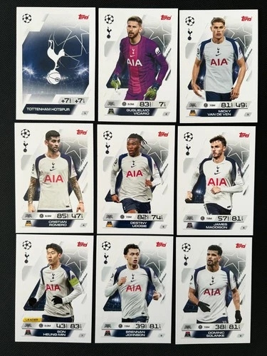 Topps Match Attax 2025/26 2026 Tottenham Zestaw Team Set 9 Kart Z007