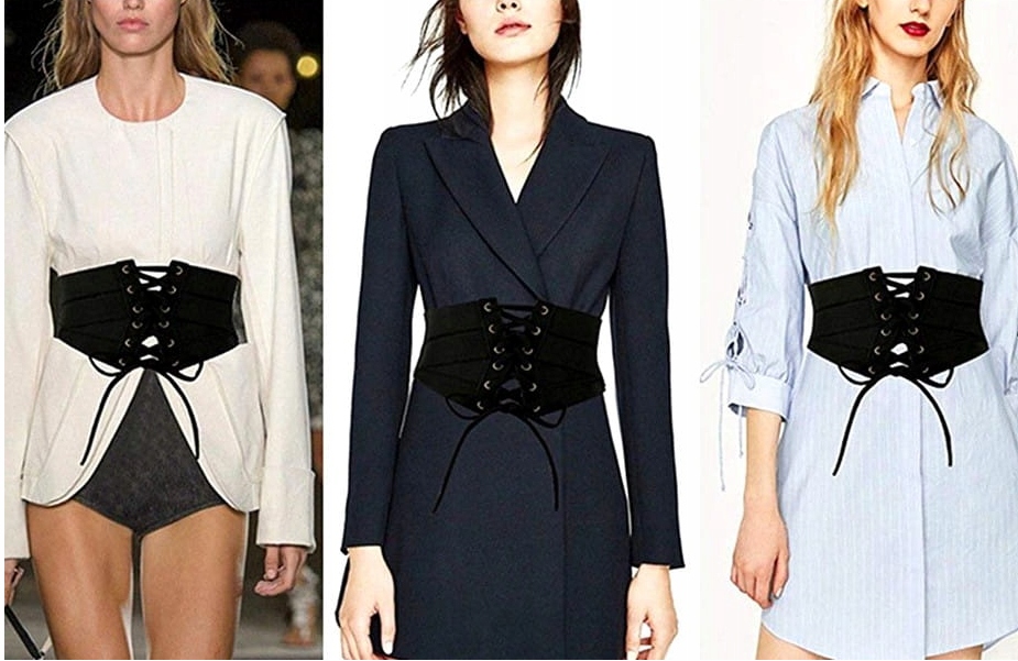 PASEK SZEROKI PAS GORSET CZARNY SZNUROWANY GUMA Materiał dominujący syntetyk