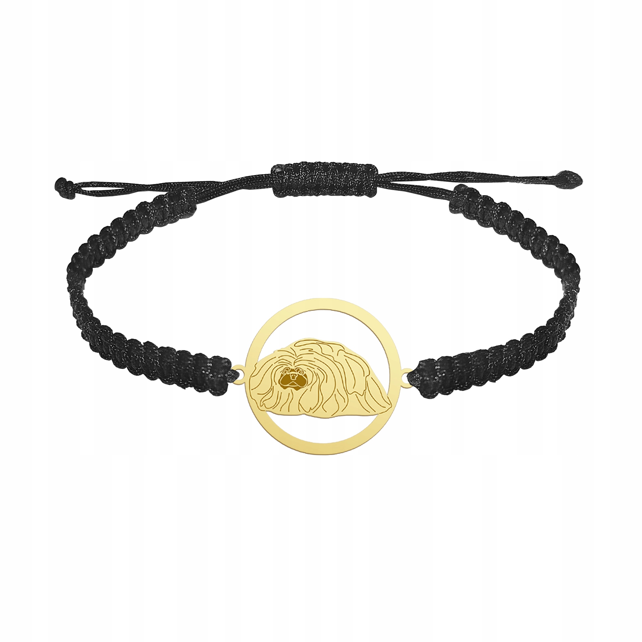 Zlatý náramek s pekingským psem 925 Makramé Žena Dárek Gravírování