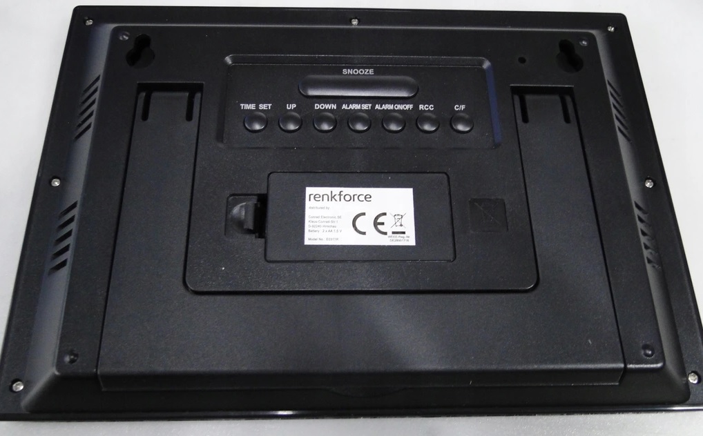 Zegar LCD elektroniczny data budzik z termometrem cyfrowy czytelny Germany Marka Renkforce