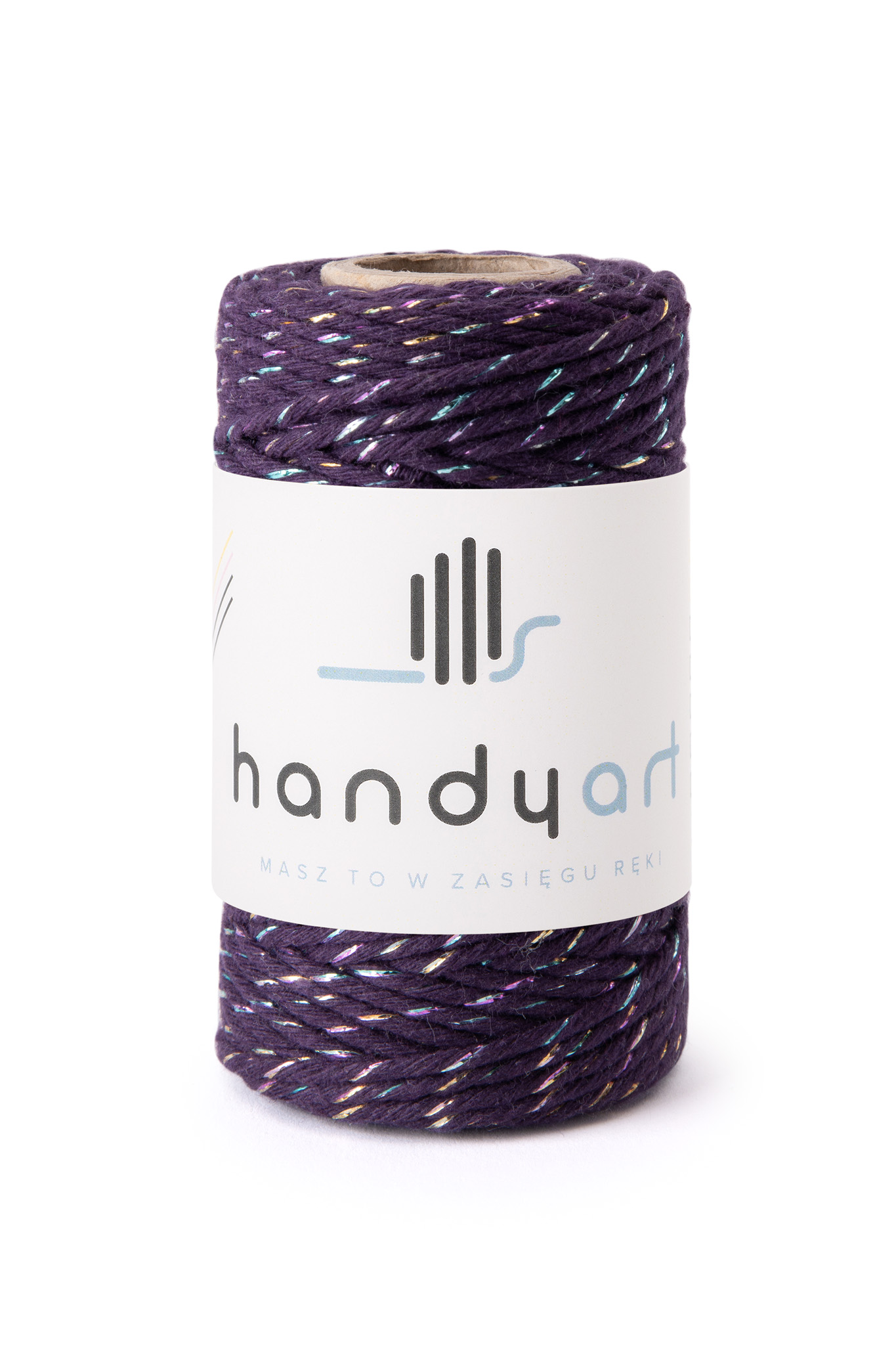 Sznurek do makramy bawełniany rainbow purp 2mm 60m
