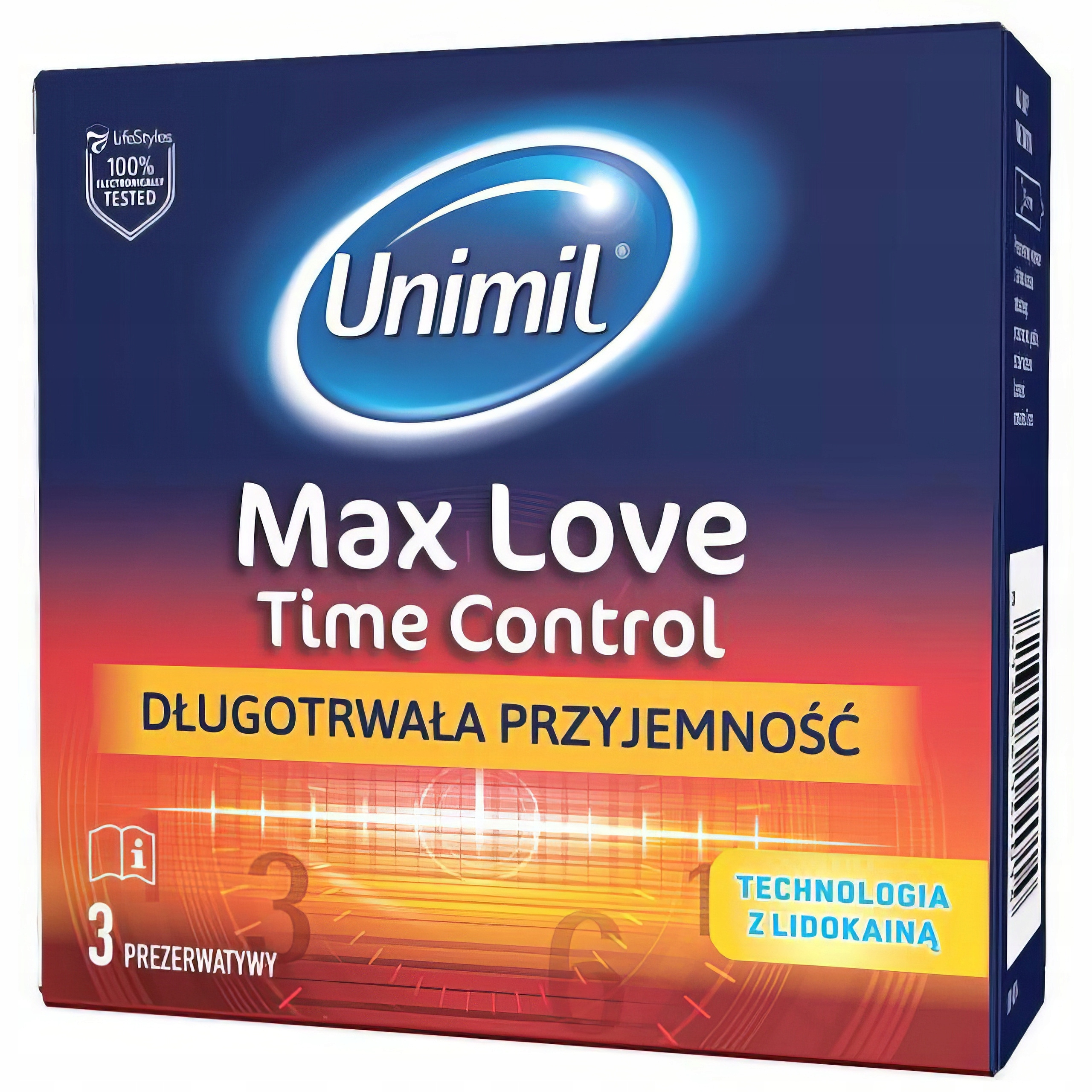 Unimil Max Love Time Control 3 Prezerwatywy Lateksowe Przedłużające CE