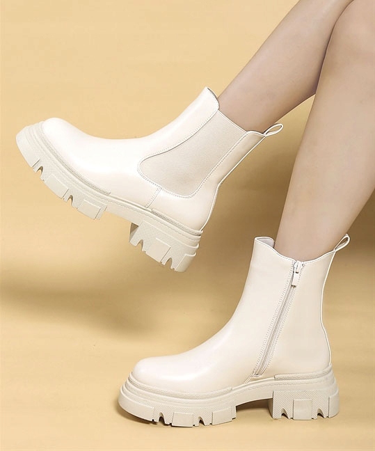 BOTKI DAMSKIE WORKERY BEŻOWE OCIEPLONE SKÓRA 38 Marka bez marki