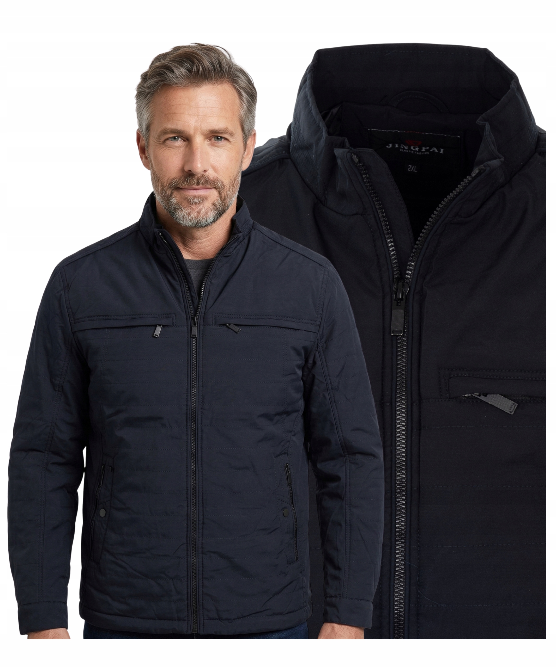 Pánská přechodová jarní a podzimní bunda Tmavě Modrá 3XL