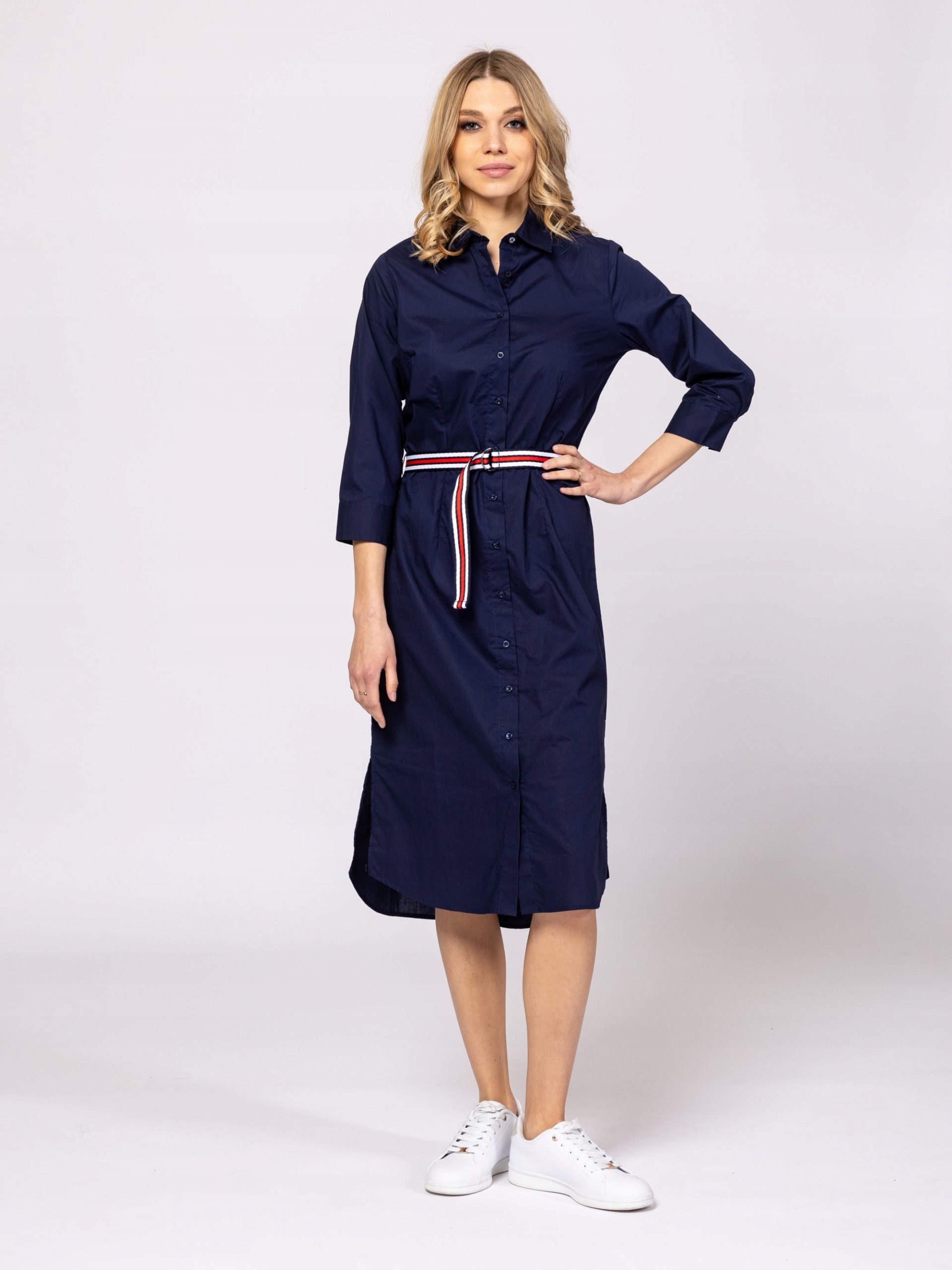 Heavy Tools Šaty Košilové MIDI Vacante Navy Tmavě Modré XL