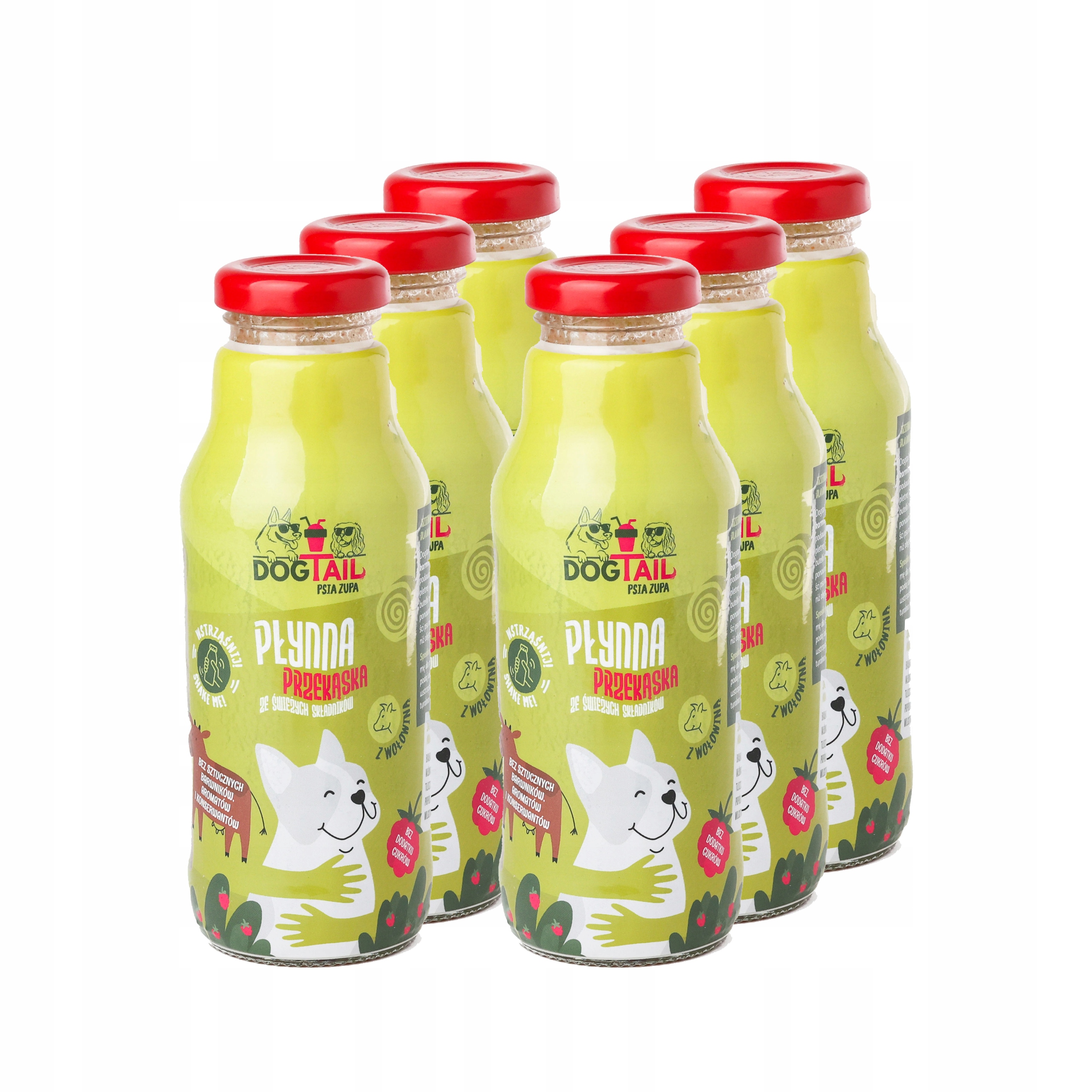 Levně Dogtail s hovězím masem – sada 6 Ks – tekutá svačinka pro psy – psí polévka