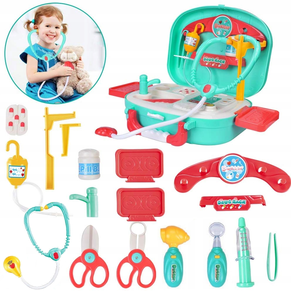 ZESTAW LEKARSKI MAŁY DOKTOR WALIZKA Światło Dźwięk + 80 naklejek GRATIS Kod producenta DUŻY ZESTAW MAŁY LEKARZ W WALIZCE