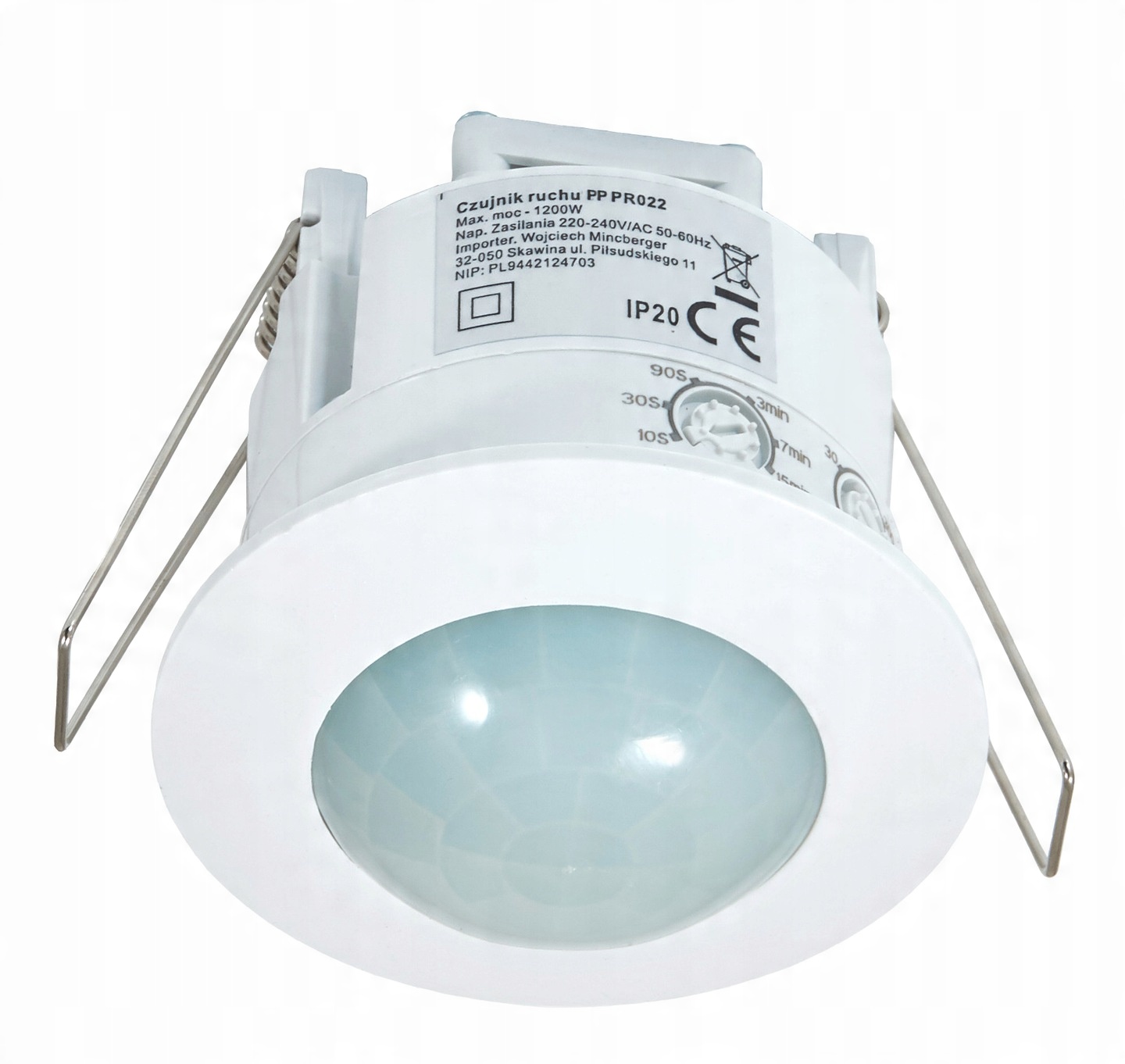 

Czujnik Ruchu Led Wpuszczany IP20 1200W Biały 230V
