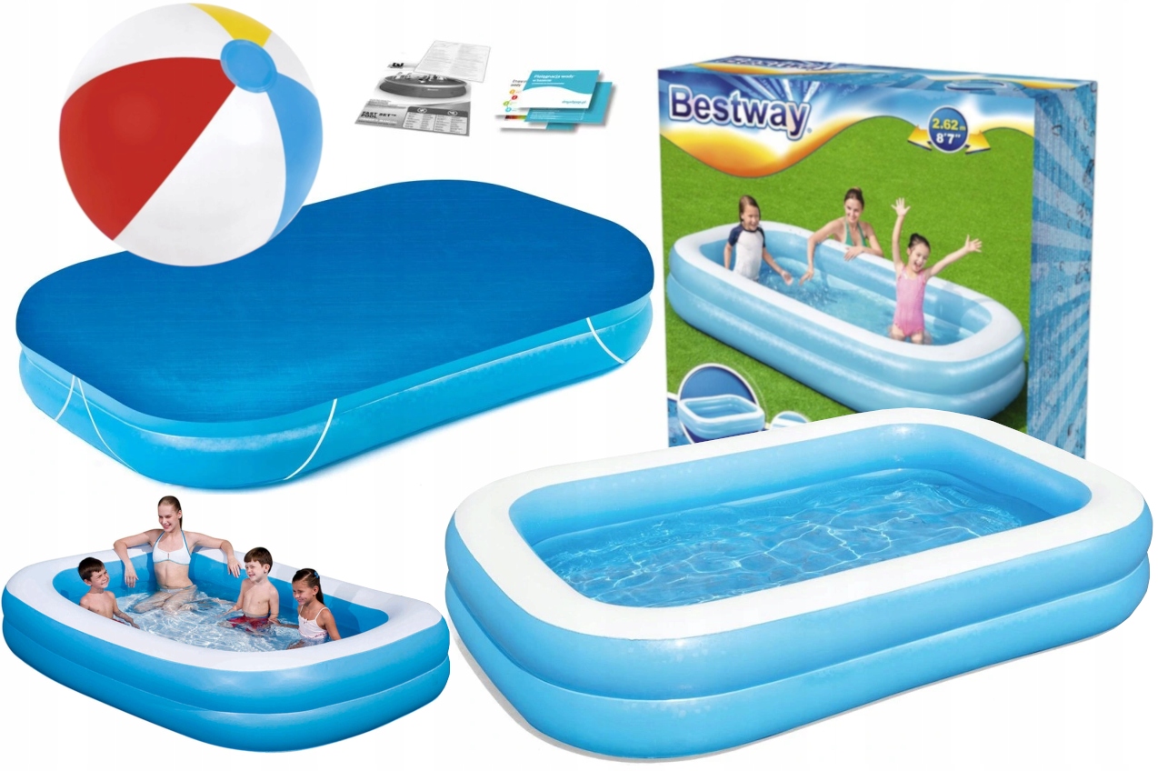 Basen Ogrodowy Dmuchany Bestway 54006 262x175x51 Pokrywa 2-KOMOROWY 58319