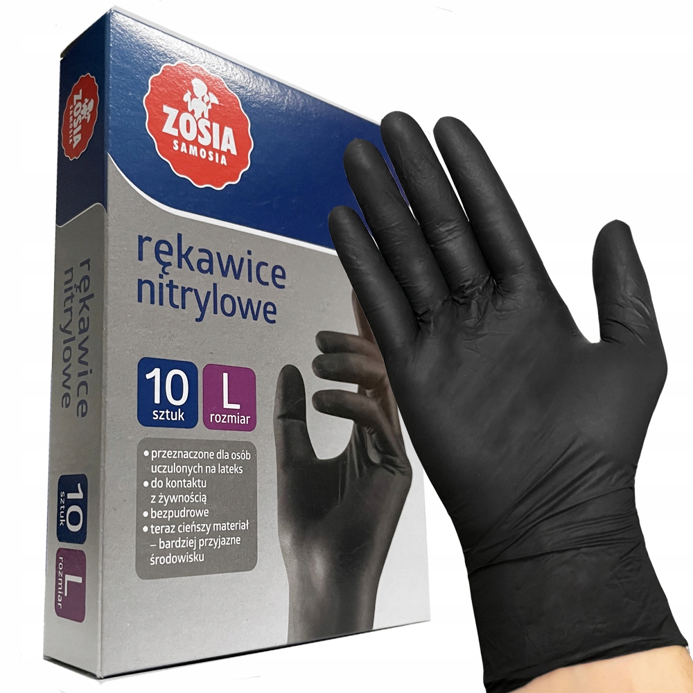 

Czarne Rękawiczki Nitrylowe Rękawice 10SZT L