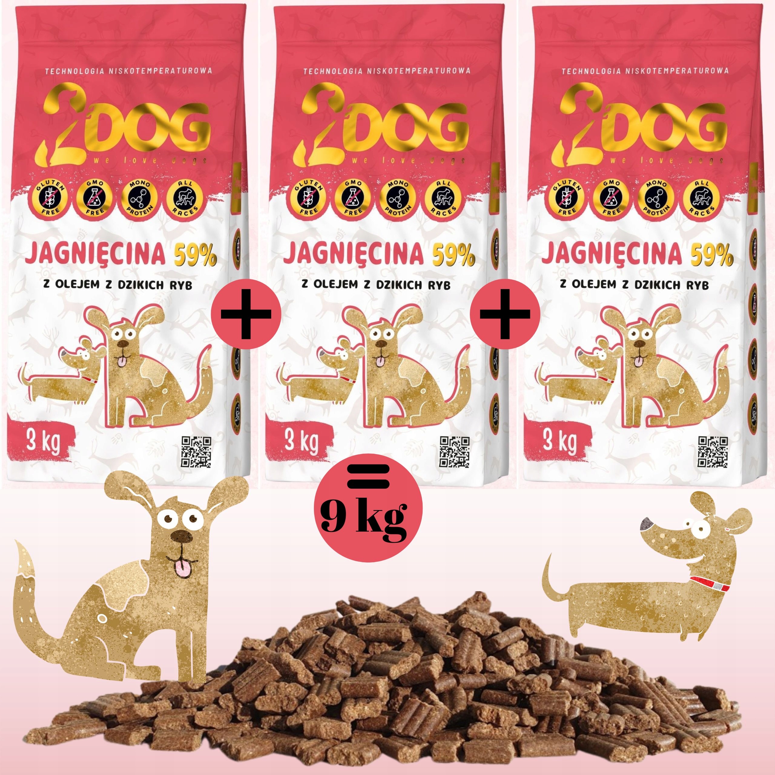 Levně Suché Krmivo Pro Psa 2 Dogy Jehněčí 9 kg Za Studena Lisované Hypoalergenní Monopr