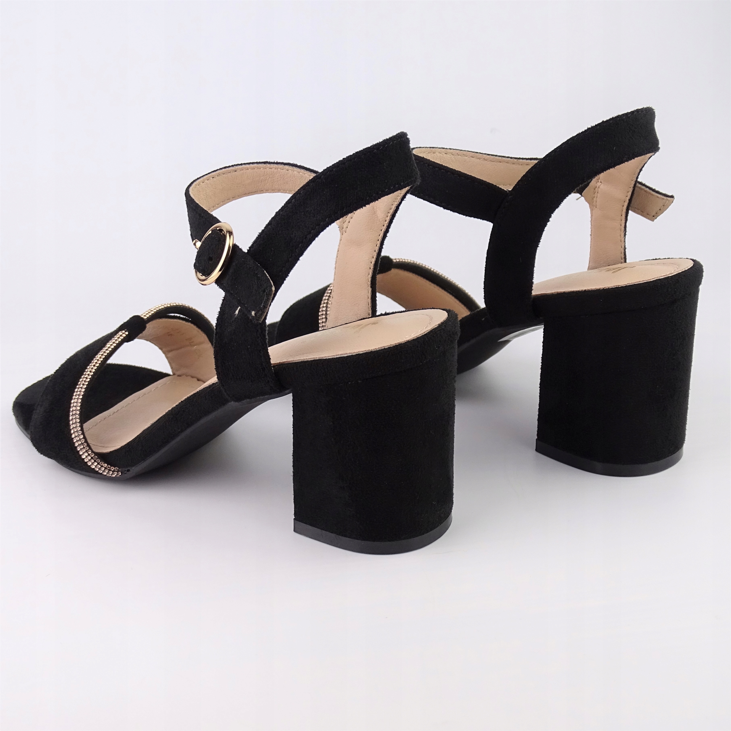 CZARNE SANDAŁY DAMSKIE ZAMSZOWE NA SŁUPKU r 37 Model 23SD35-5811