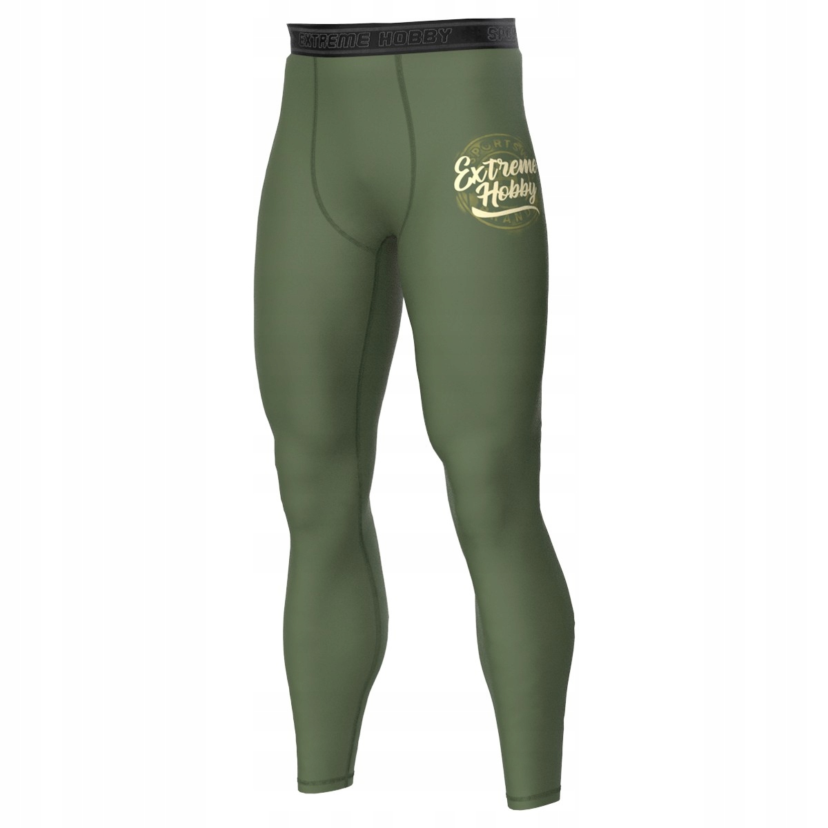 Legginsy Męskie Sportowe na Trening Siłownię Extreme Hobby Badge XL Khaki