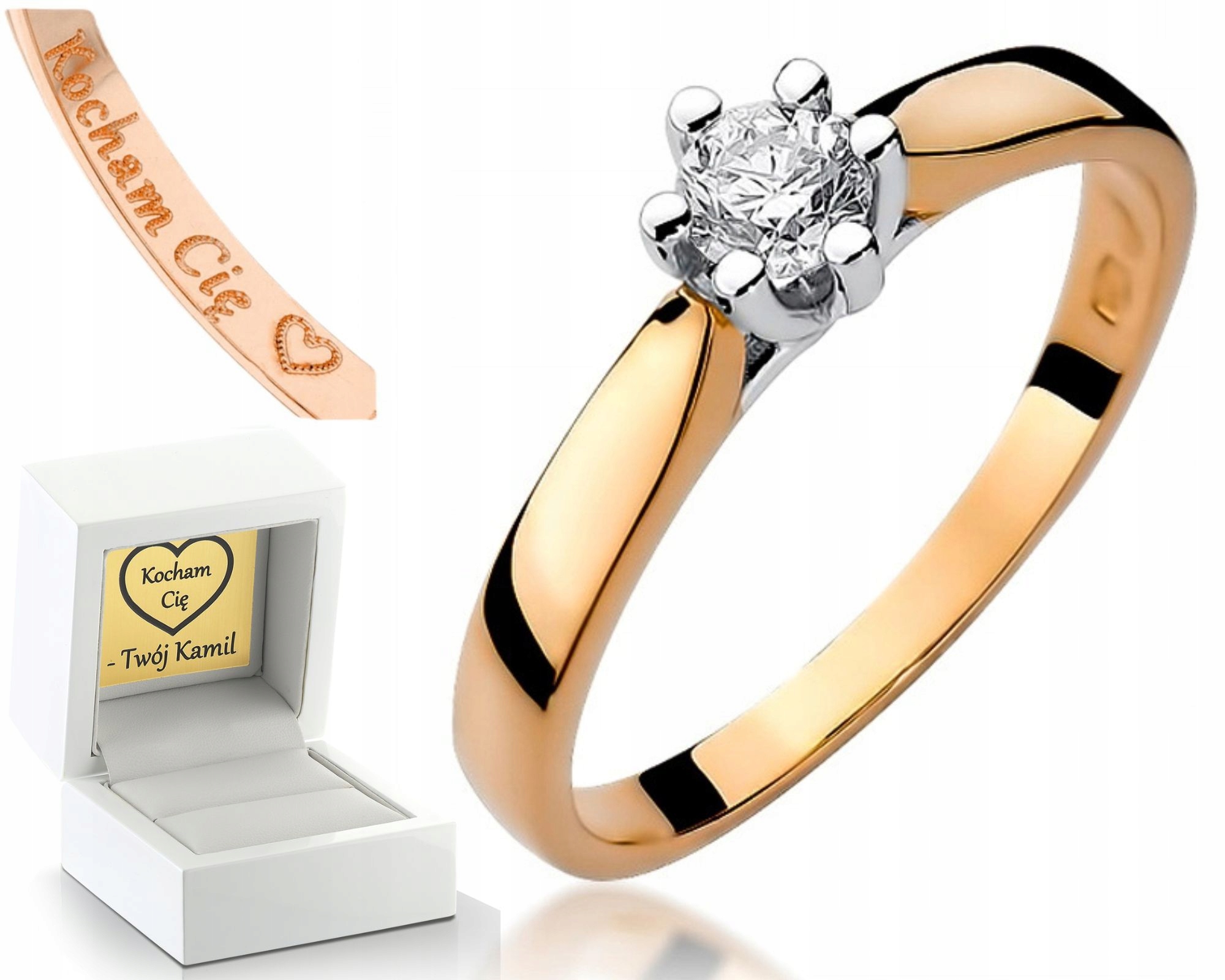 Růžové Zlato Prstýnek Briliant 585