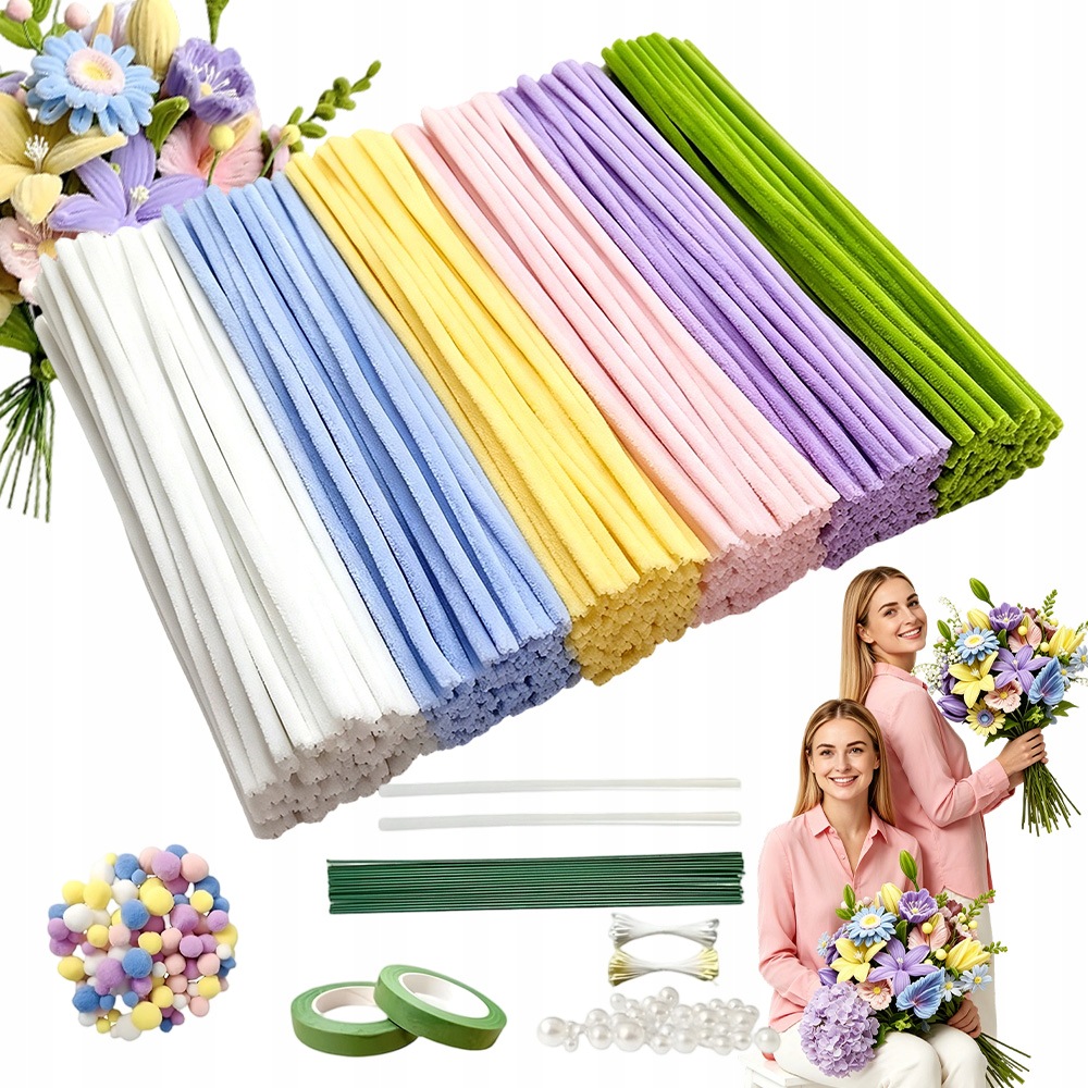Sada Pro Ruční Práce Plst 500 Drátků Diy Květiny Kytice Dárek