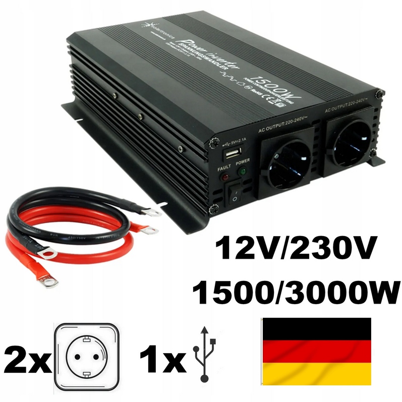 Měnič Napětí Invertor 12V/230V Výkon 1500W 3000W Solartronics